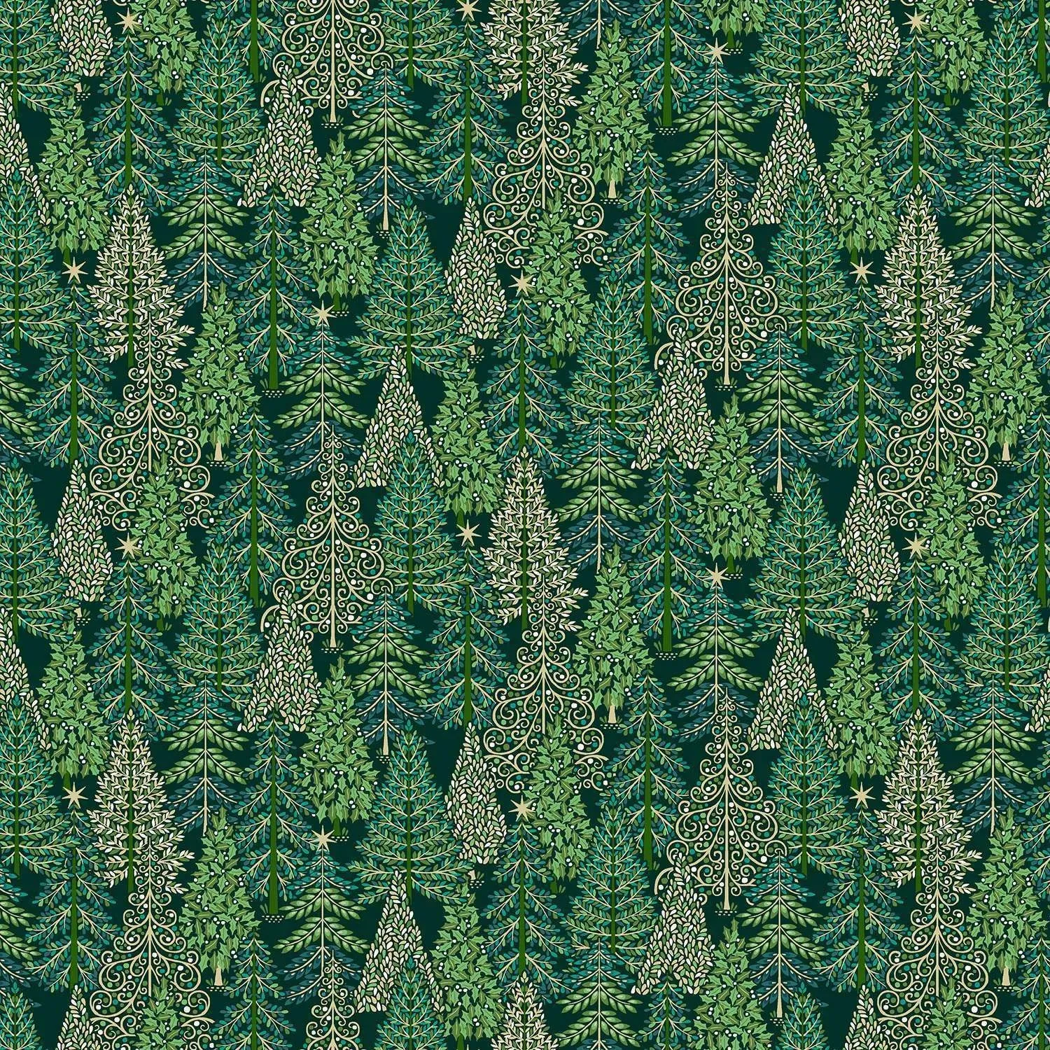 100% Cotton  Enchanted Forest - Green By Makower