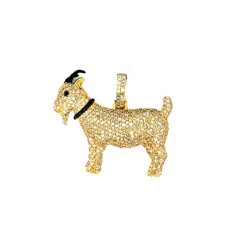 10k Yellow Gold & Diamonds 2ct Iced Out Goat Pendant - SP17639A
