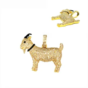 10k Yellow Gold & Diamonds 2ct Iced Out Goat Pendant - SP17639A