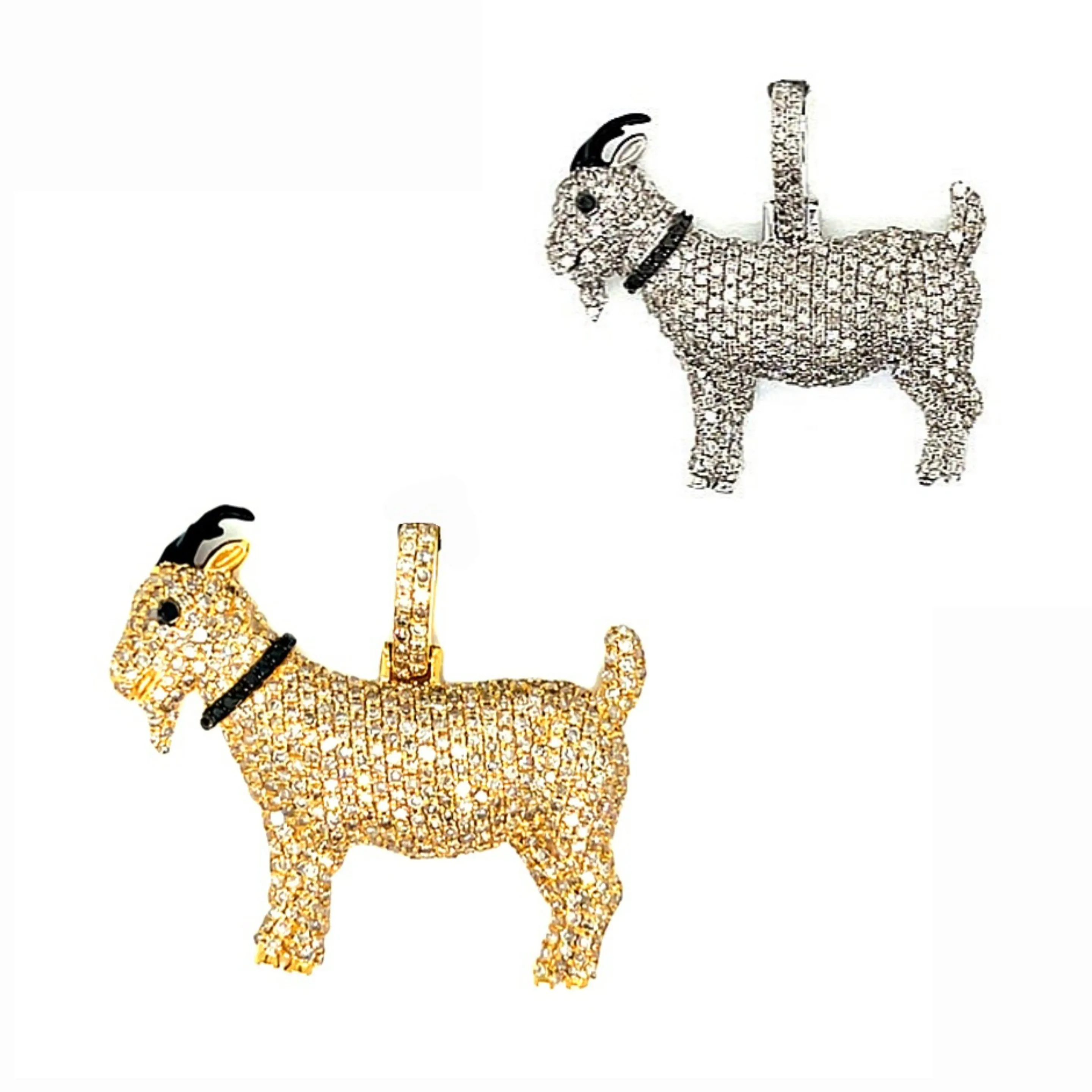 10k Yellow Gold & Diamonds 2ct Iced Out Goat Pendant - SP17639A