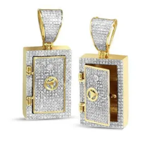 10KY 1.00CTW DIAMOND VAULT SAFE PENDANT