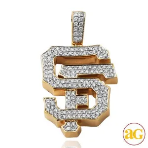 10KY 1.50CTW DIAMOND SPORTS LOGO "SF" PENDANT