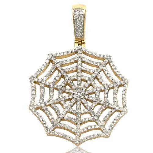 10KY 1.65CTW DIAMOND SPIDER WEB PENDANT