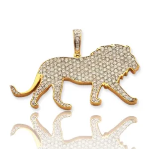 10KY 3.30CTW DIAMOND WALKING LION PENDANT