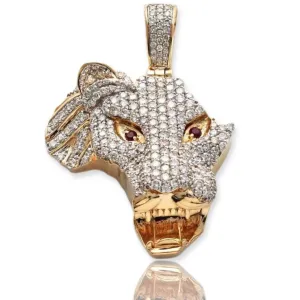 10KY 3.40CTW DIAMOND AFRICA SHAPED LION HEAD