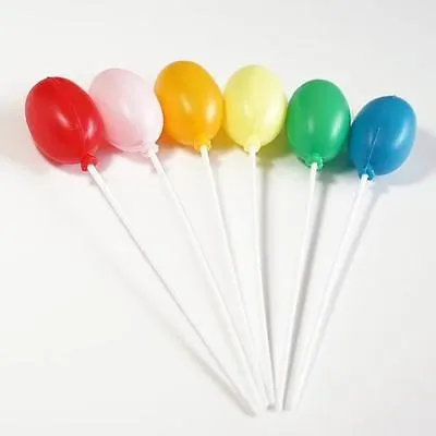 12 Rainbow Balloon Picks 6" Cupcake Cake Toppers Appetizer Picks Birthday Ideas