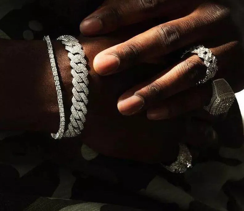 12mm cuban link bracelet ,men cuban bracelet, 12mm width micro pave two row cubic zirconia Cuban link chain iced out bling 5A cz hip hop