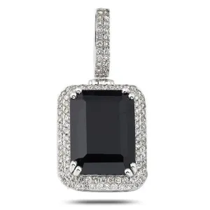 14KW 1.25CTW DIAMOND PENDANT WITH 12.62CT BLACK GE