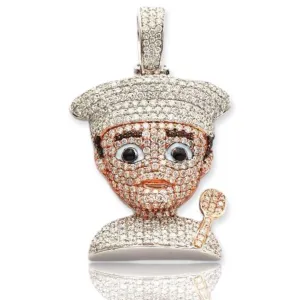 14KW R 2.90CTW DIAMOND CHEF EMOJI PENDANT