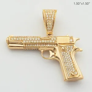 14KY 2.20CTW DIAMOND HANDGUN PENDANT