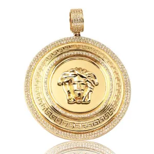 14KY 2.65CTW DIAMOND MEDUSA MEDALLION - 3 ROW BORD