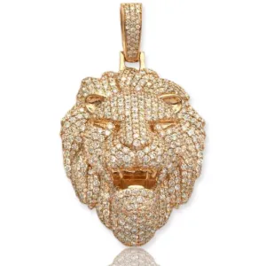 14KY 7.50CTW DIAMOND LION HEAD PENDANT