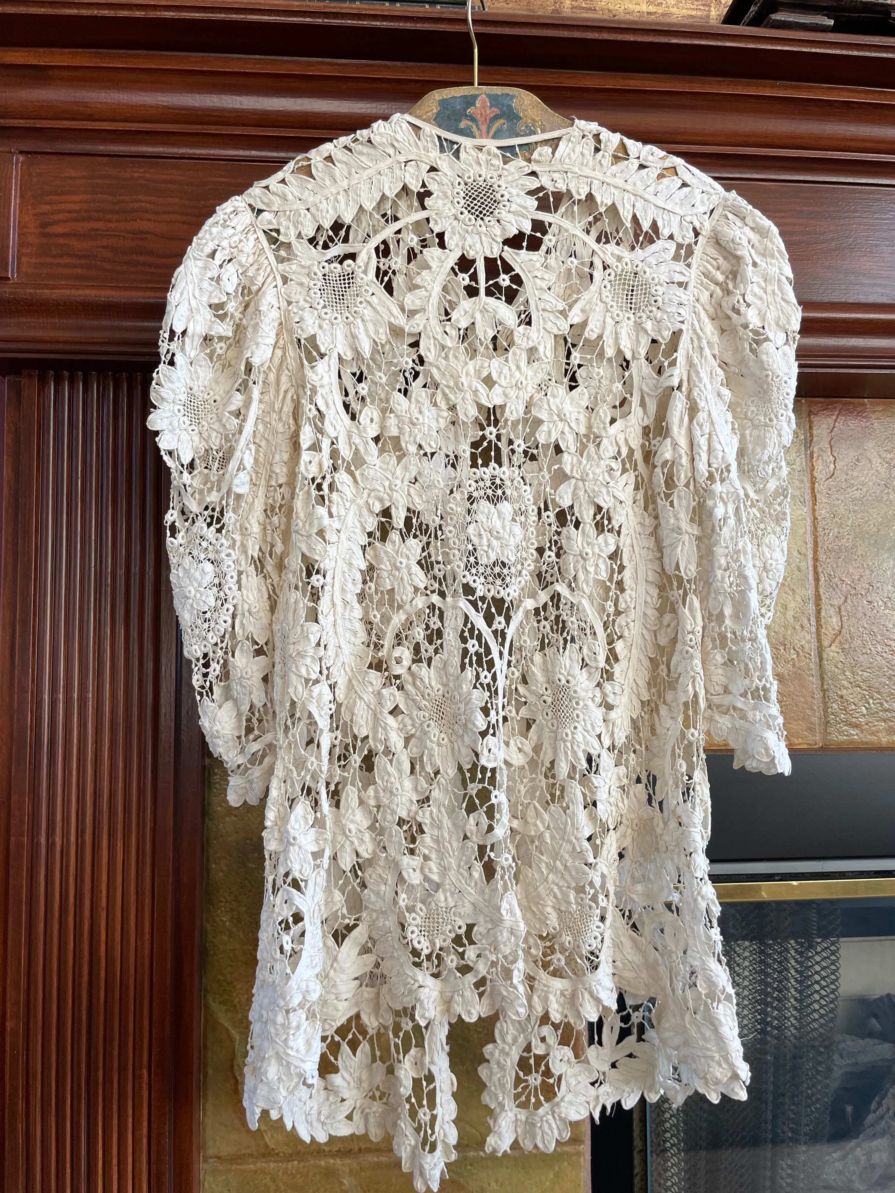 1890s Battenburg Tape Lace Mutton Sleeve Jacket