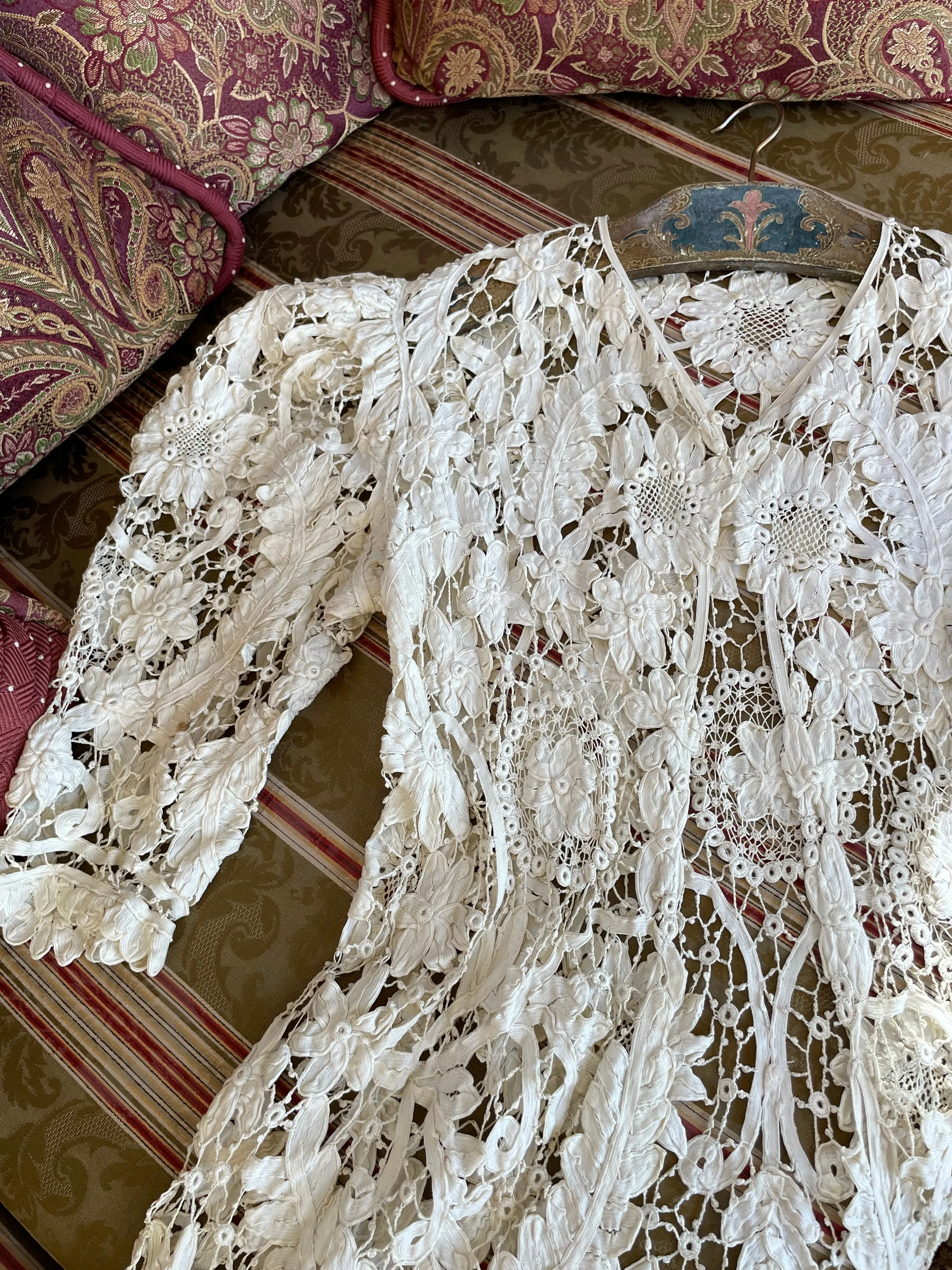 1890s Battenburg Tape Lace Mutton Sleeve Jacket