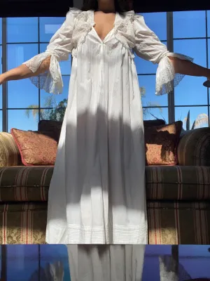 1890s Trousseau Cotton Leg O Mutton Gown