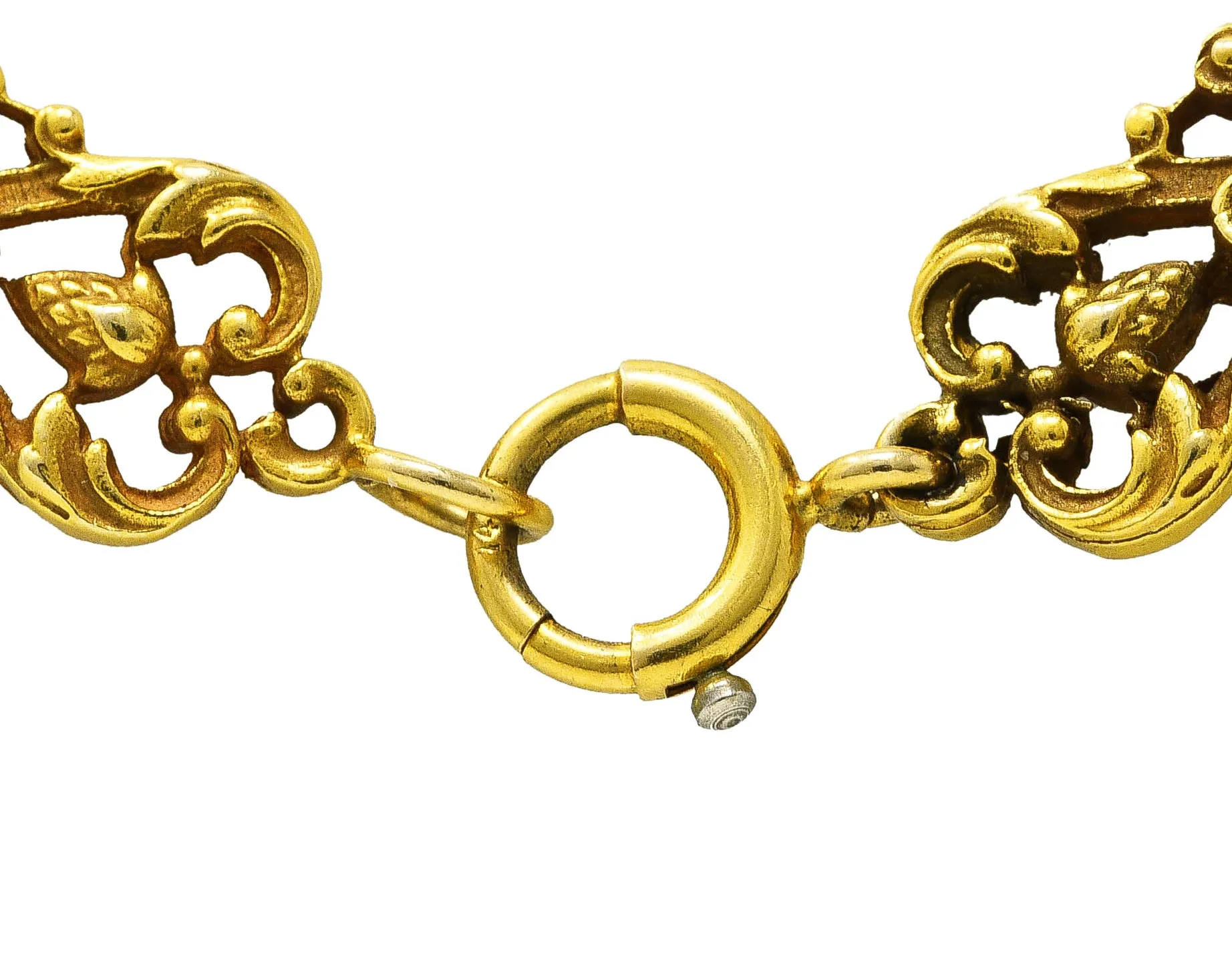 1890's Victorian 14 Karat Gold Floral Pinecone Antique Chain Necklace