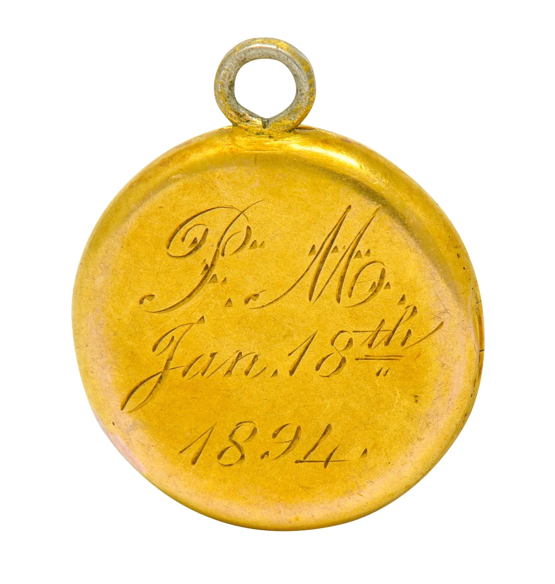 1894 Victorian Enamel 14 Karat Gold Floral Locket Pendant