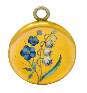 1894 Victorian Enamel 14 Karat Gold Floral Locket Pendant