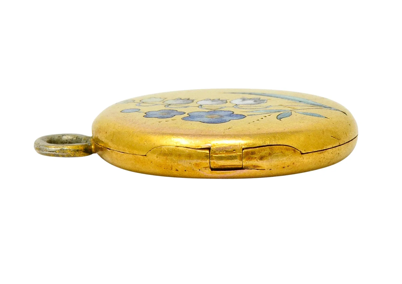 1894 Victorian Enamel 14 Karat Gold Floral Locket Pendant