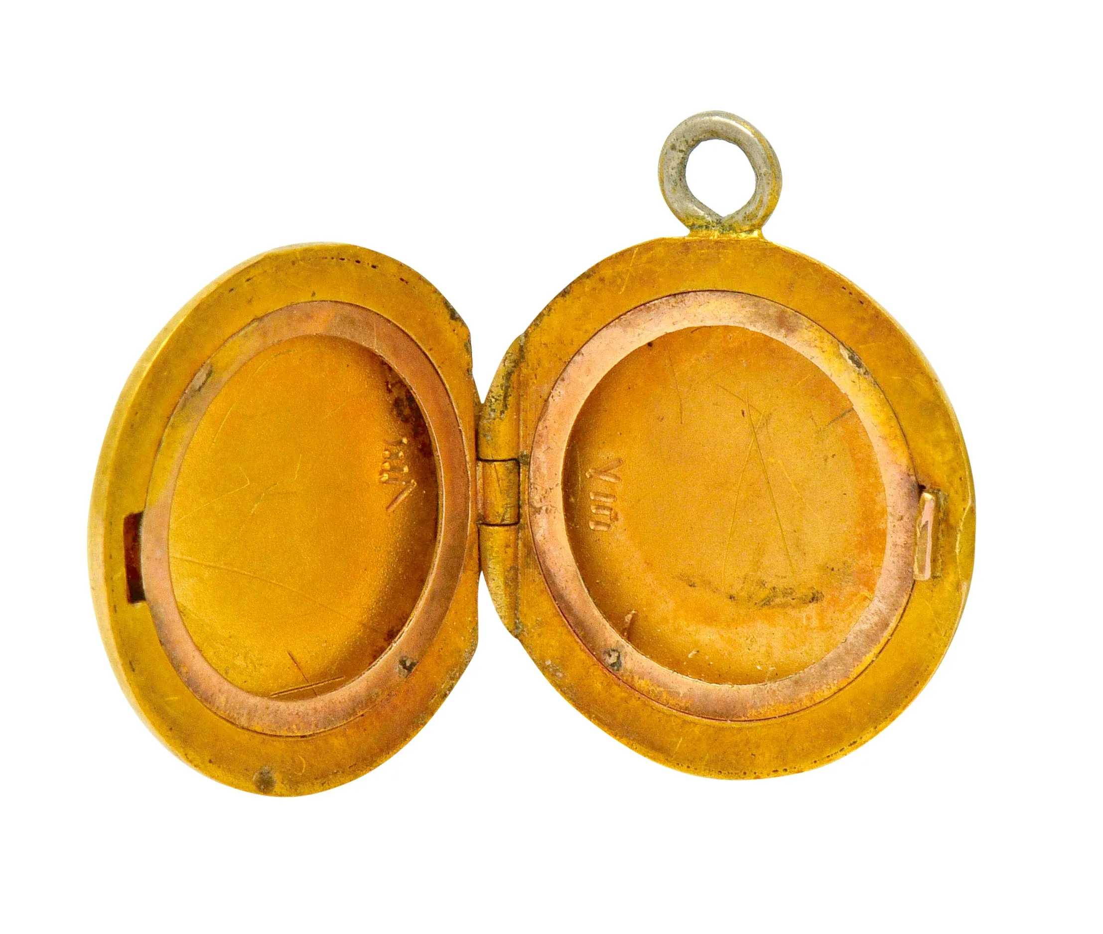 1894 Victorian Enamel 14 Karat Gold Floral Locket Pendant