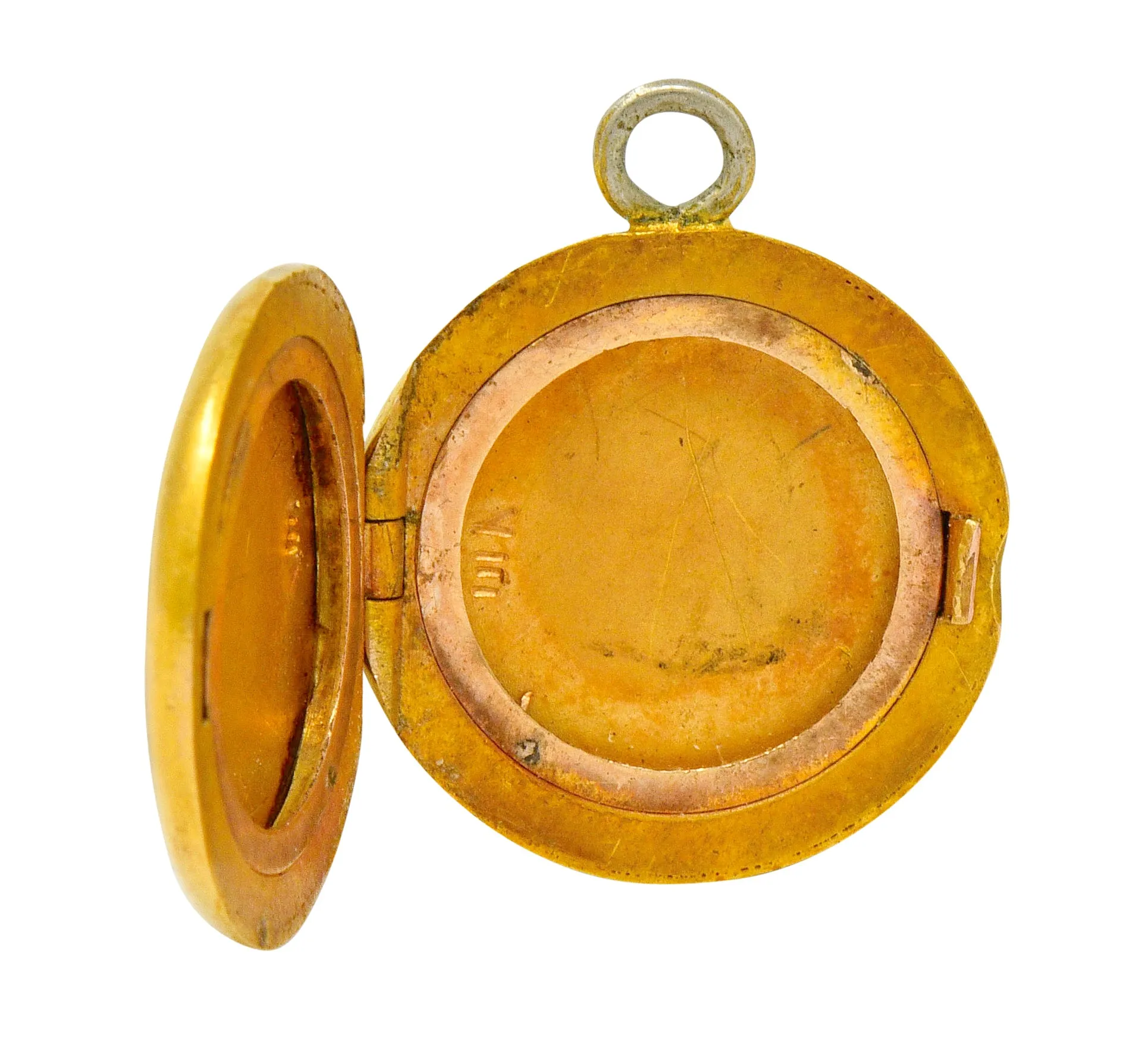 1894 Victorian Enamel 14 Karat Gold Floral Locket Pendant