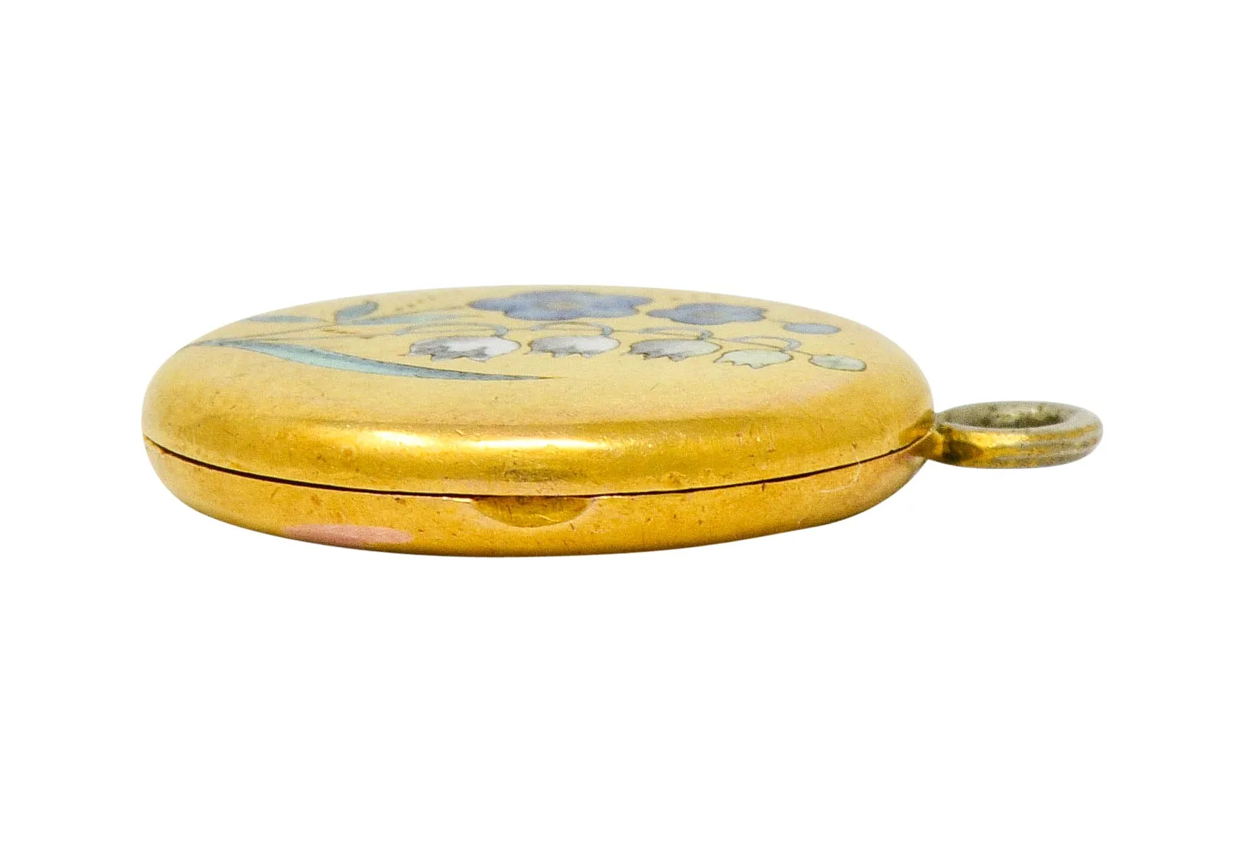 1894 Victorian Enamel 14 Karat Gold Floral Locket Pendant