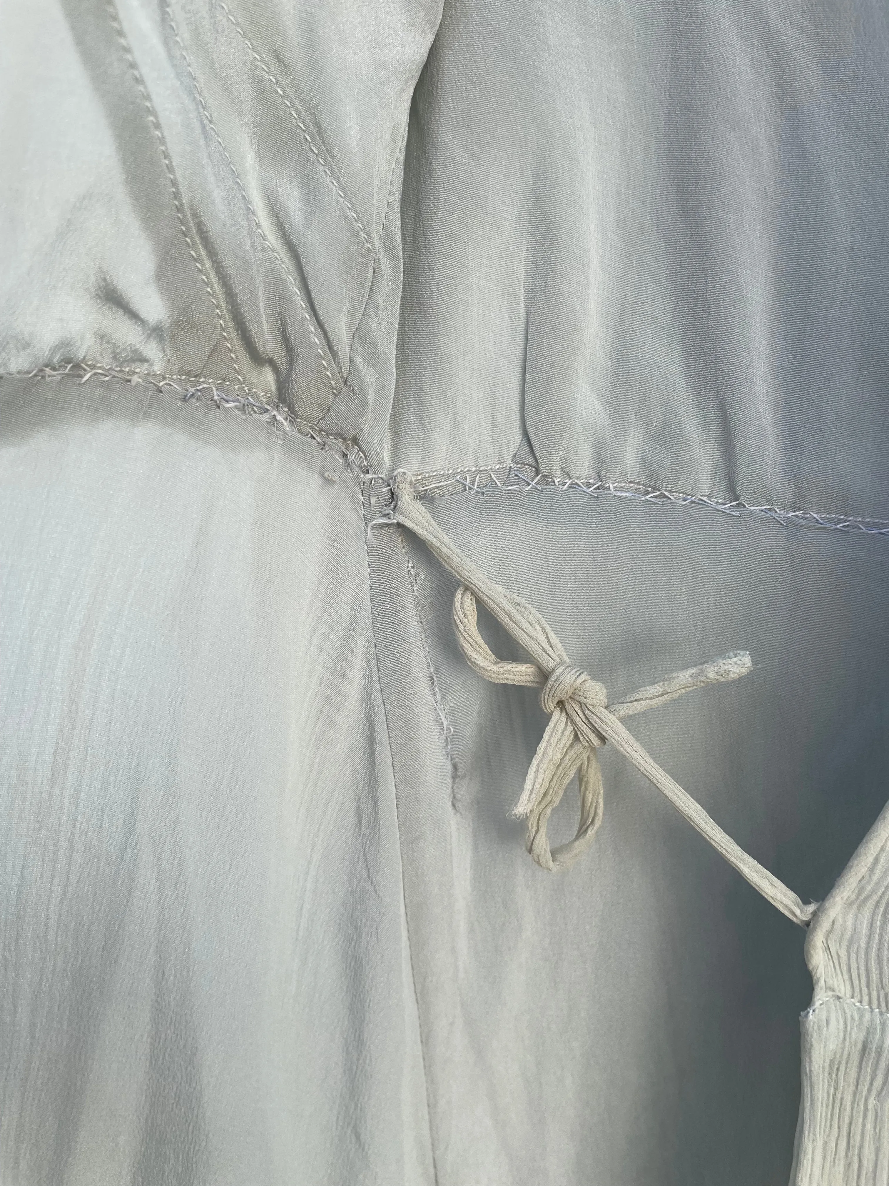 1930s 'Bonwit Teller' Seafoam Crepe Chiffon Capelet Ruffled Peignoir