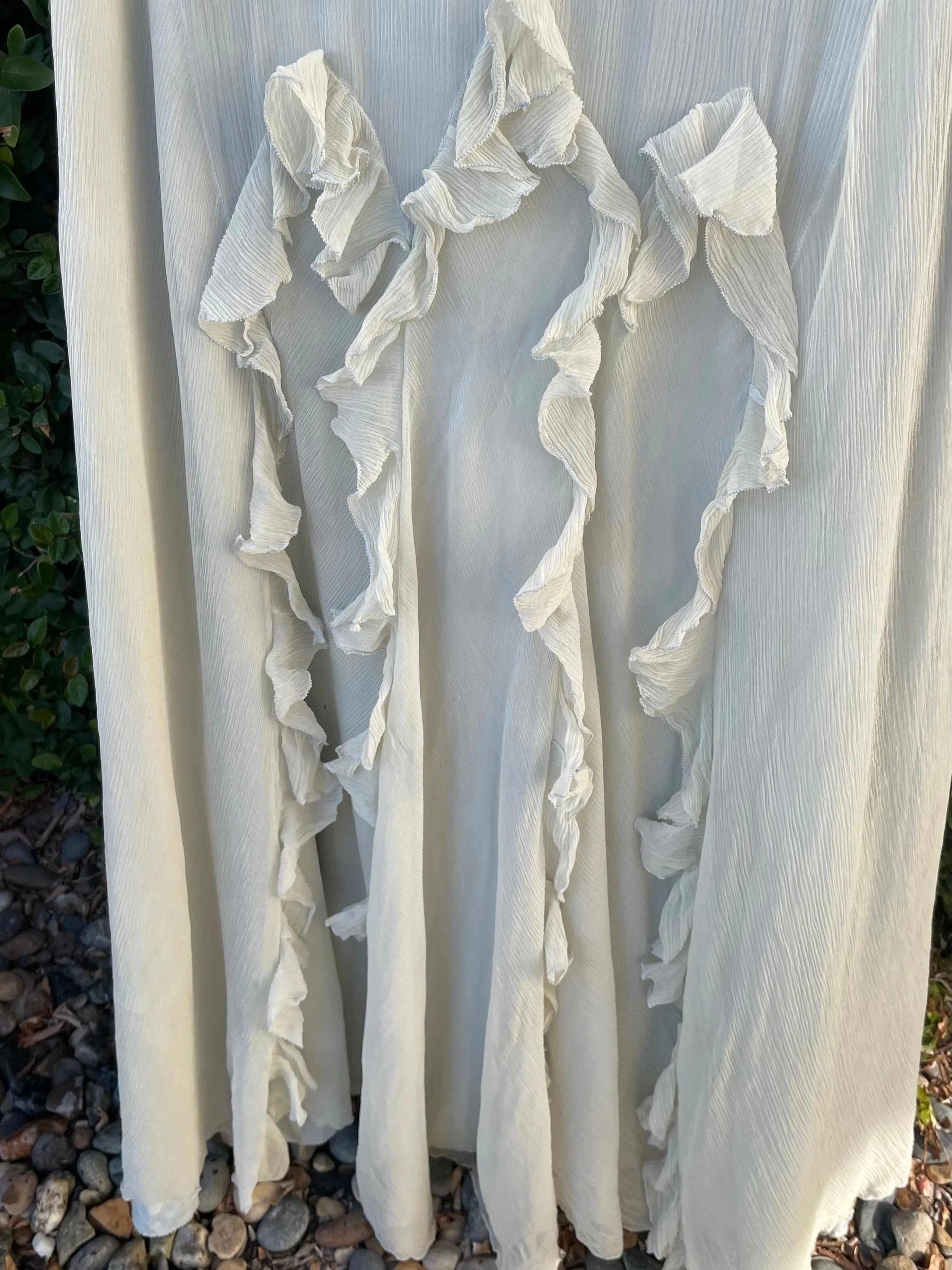 1930s 'Bonwit Teller' Seafoam Crepe Chiffon Capelet Ruffled Peignoir
