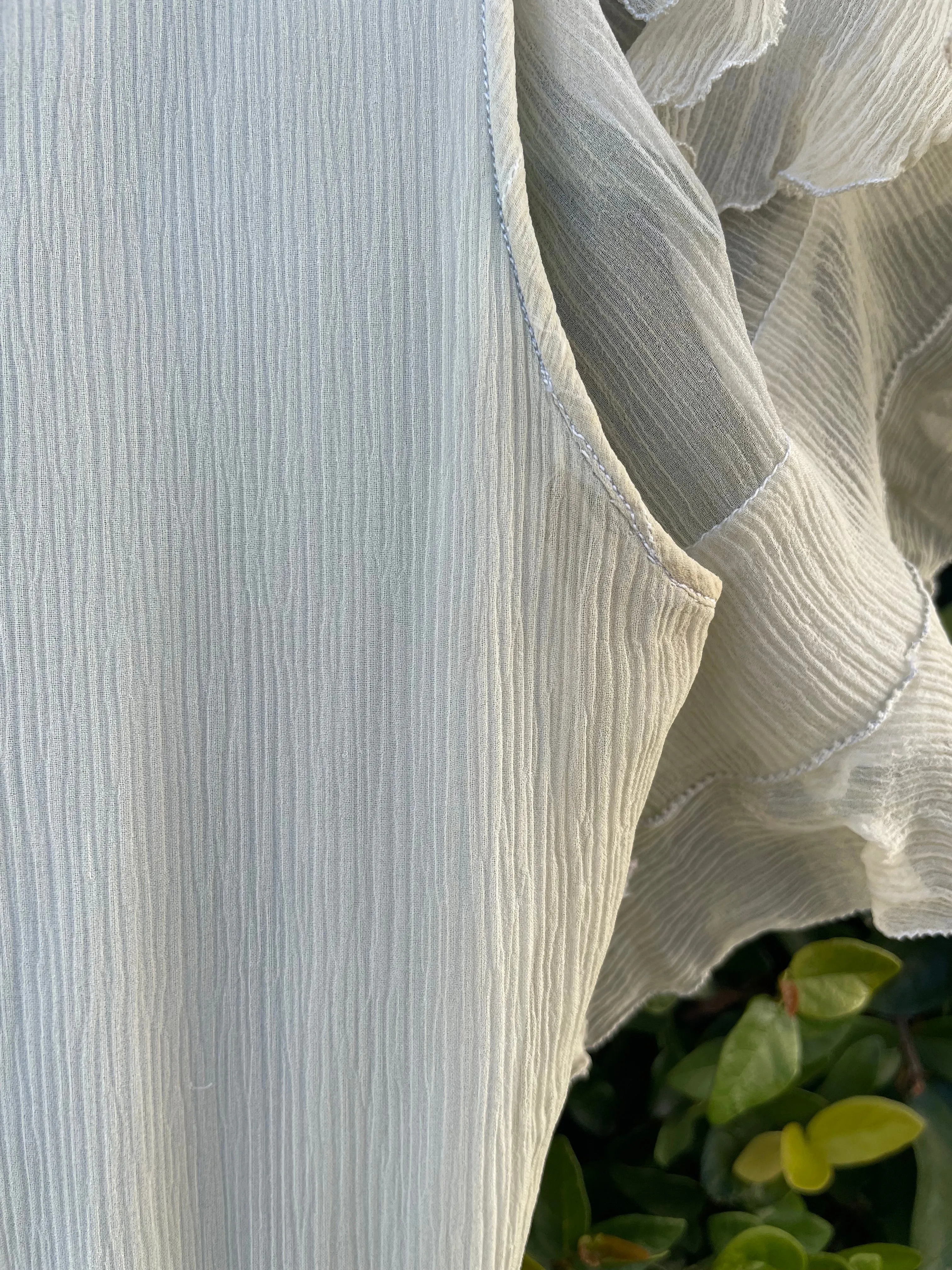 1930s 'Bonwit Teller' Seafoam Crepe Chiffon Capelet Ruffled Peignoir