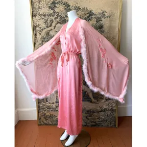 1930s Pink Silk & Maribou Peignoir