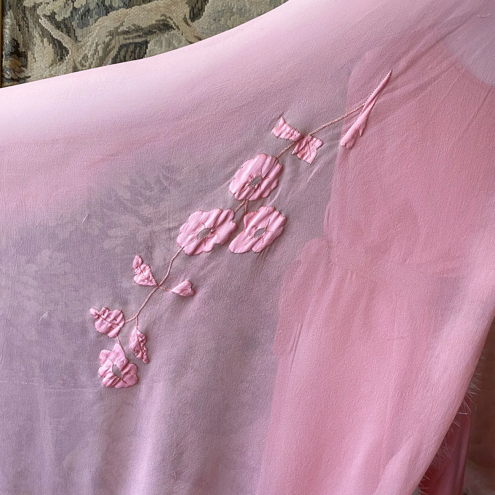 1930s Pink Silk & Maribou Peignoir