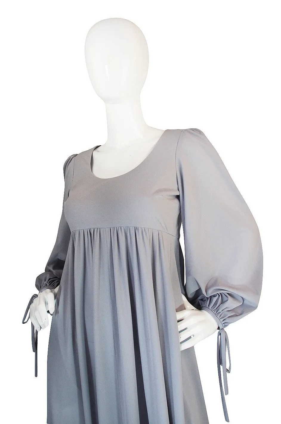 1960s Pretty Grey Blue Gina Fratini Maxi Dress