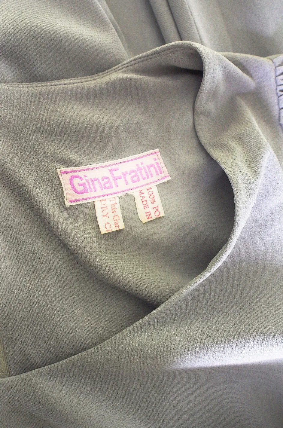 1960s Pretty Grey Blue Gina Fratini Maxi Dress