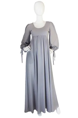 1960s Pretty Grey Blue Gina Fratini Maxi Dress