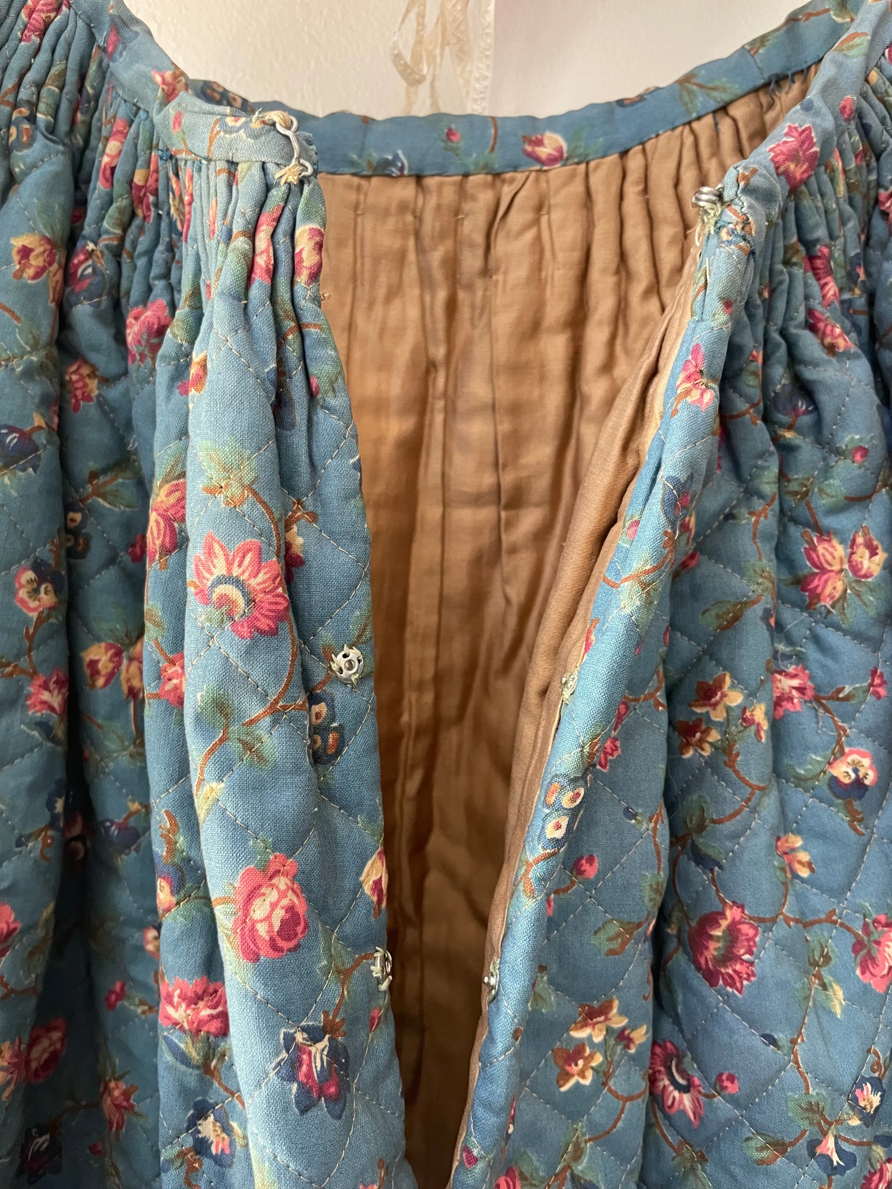 19th Century Does 18th Century Hand Stitched Quilted Two Piece Corset Petticoat Ensemble