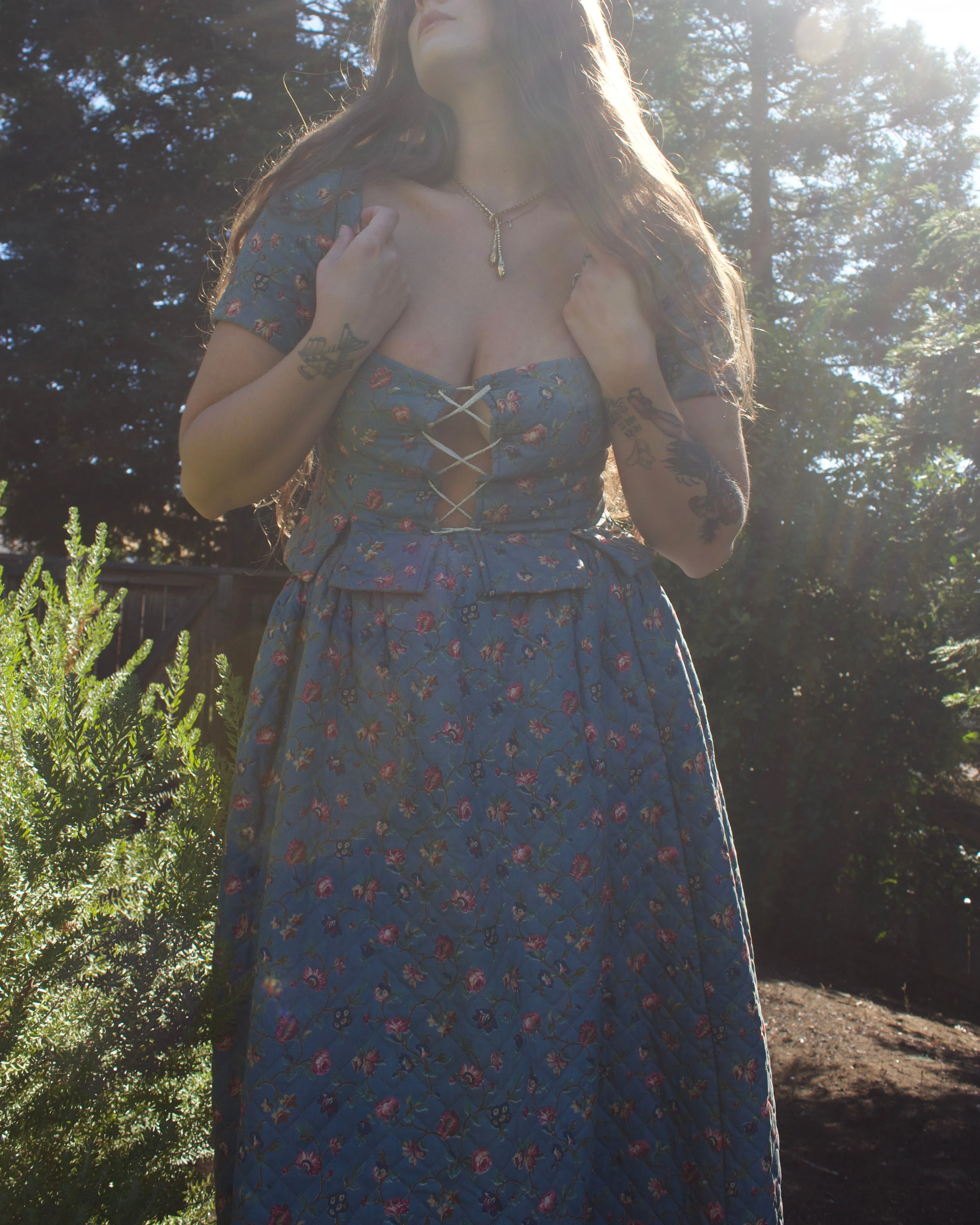 19th Century Does 18th Century Hand Stitched Quilted Two Piece Corset Petticoat Ensemble