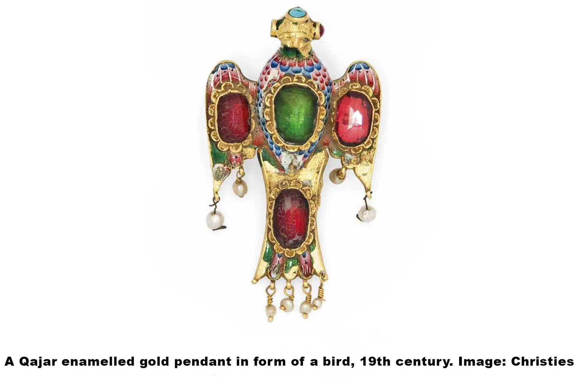 19th Century Enamel Gold Bird Pendant