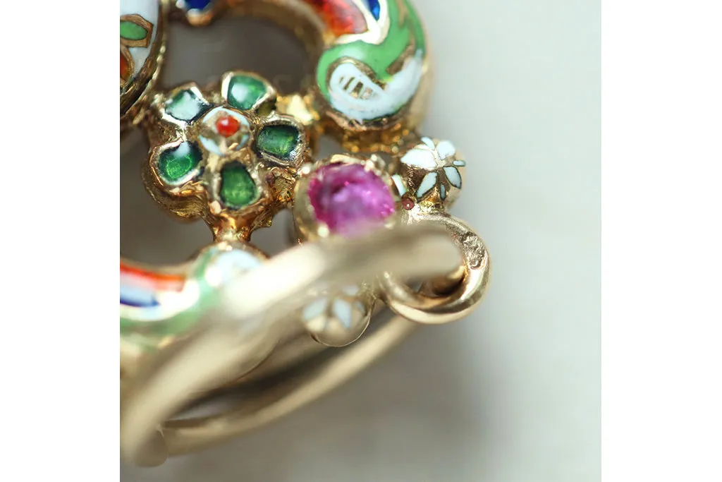 19th Century French Floral Enamel Vinaigrette