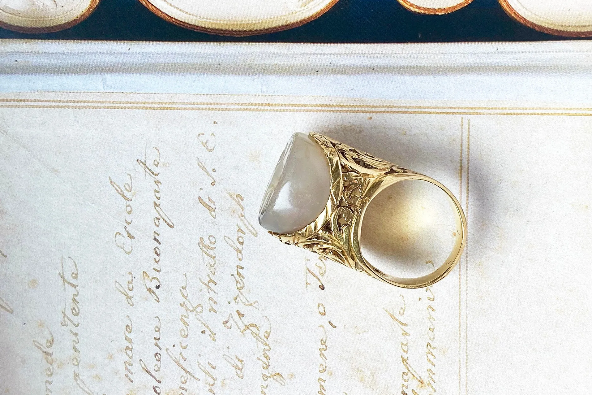 19th Century Gold & Chalcedony Intaglio Ring