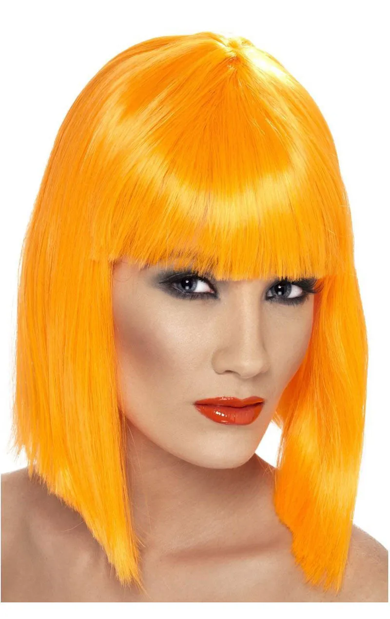 Adult Neon Orange Glam Wig