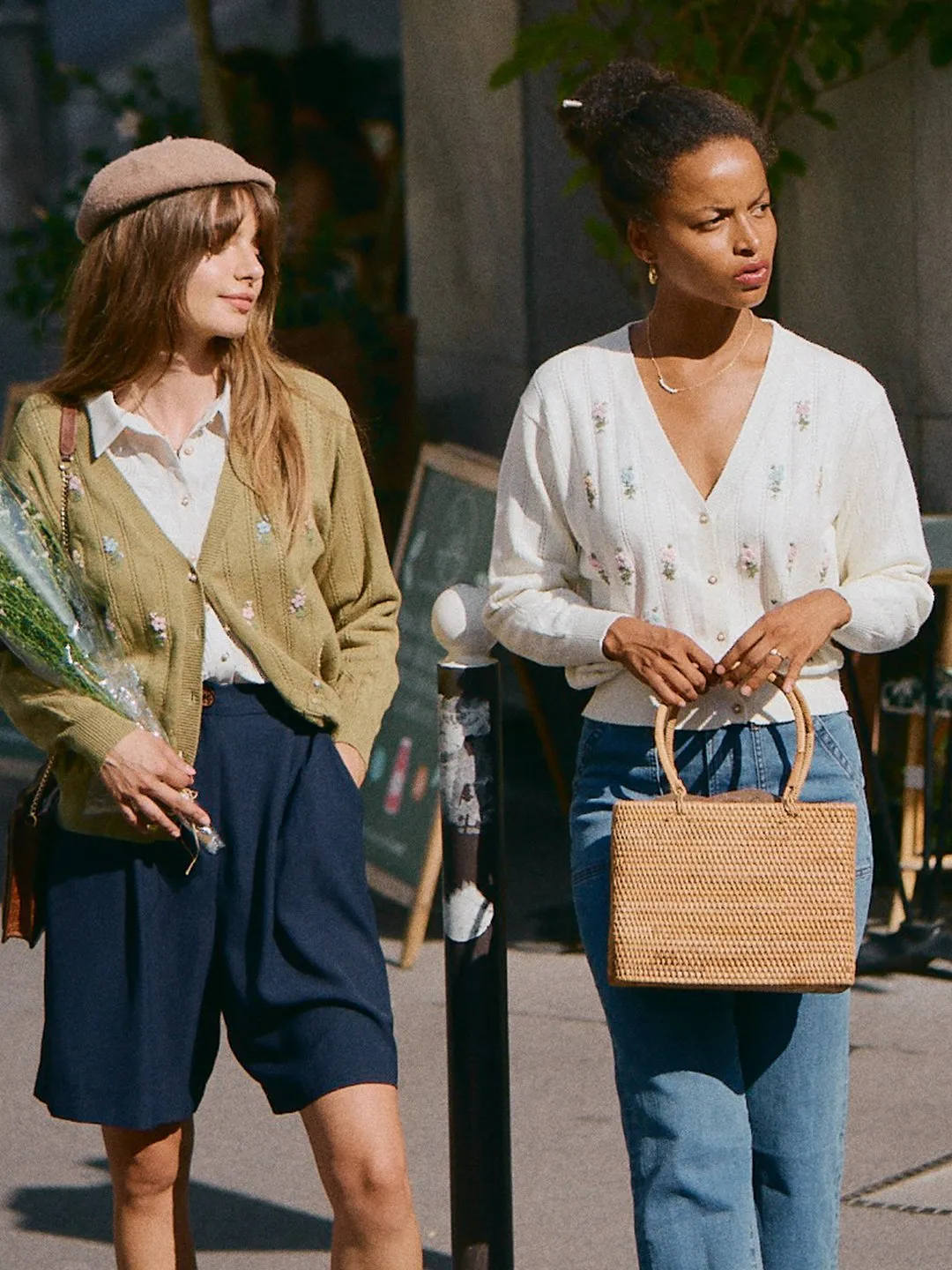 Ally Floral Handmade Embroidery Creamy White Knit Cardigan