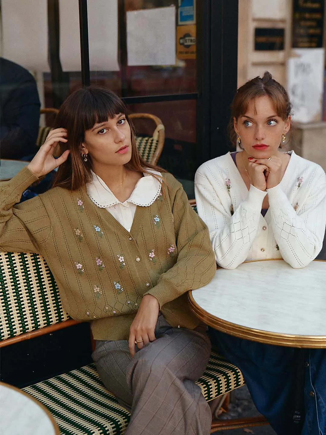 Ally Floral Handmade Embroidery Creamy White Knit Cardigan