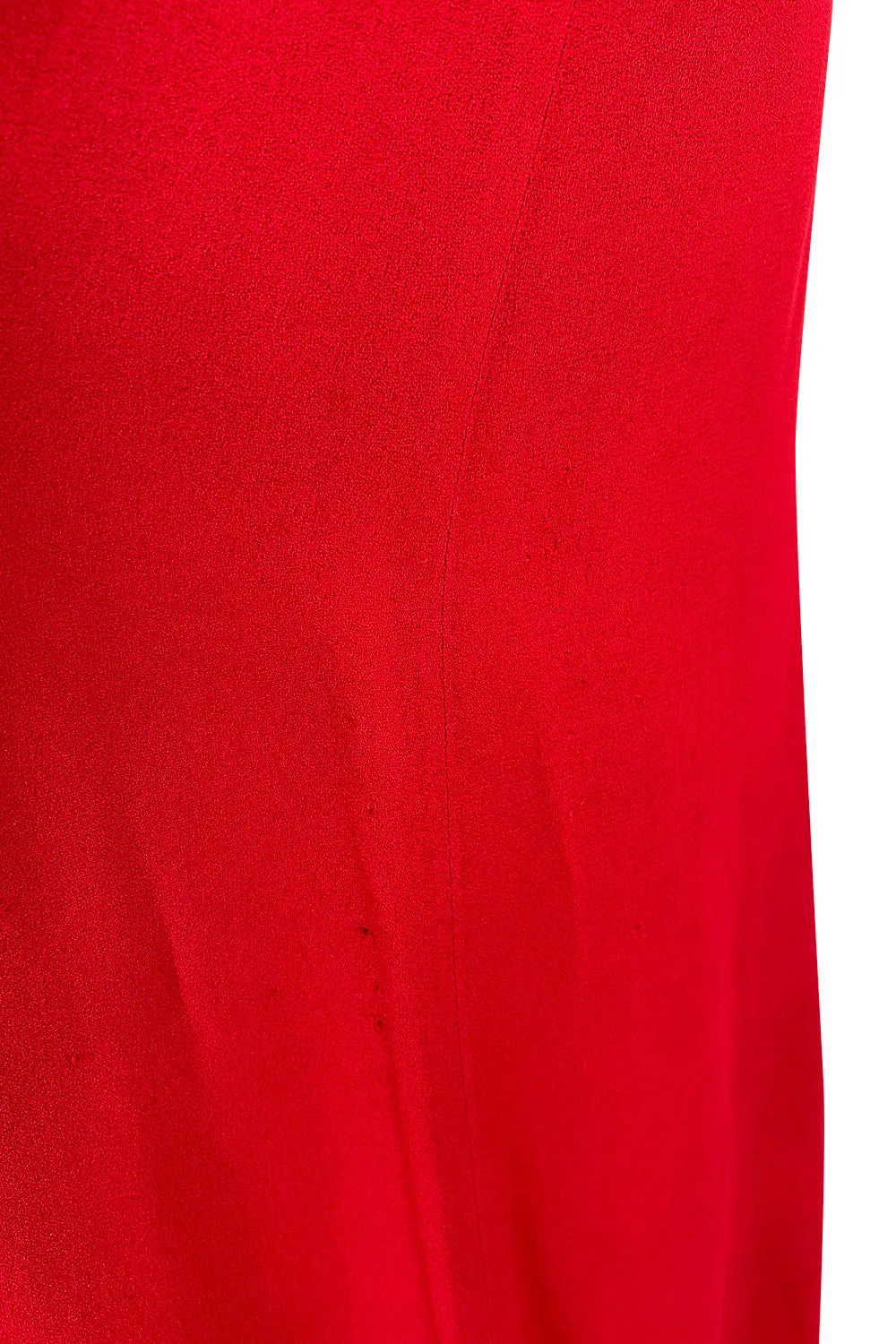 Amazing 1970 Ossie Clark 'Graduation' Deep Front Plunge Maxi Dress in a Red Moss Crepe