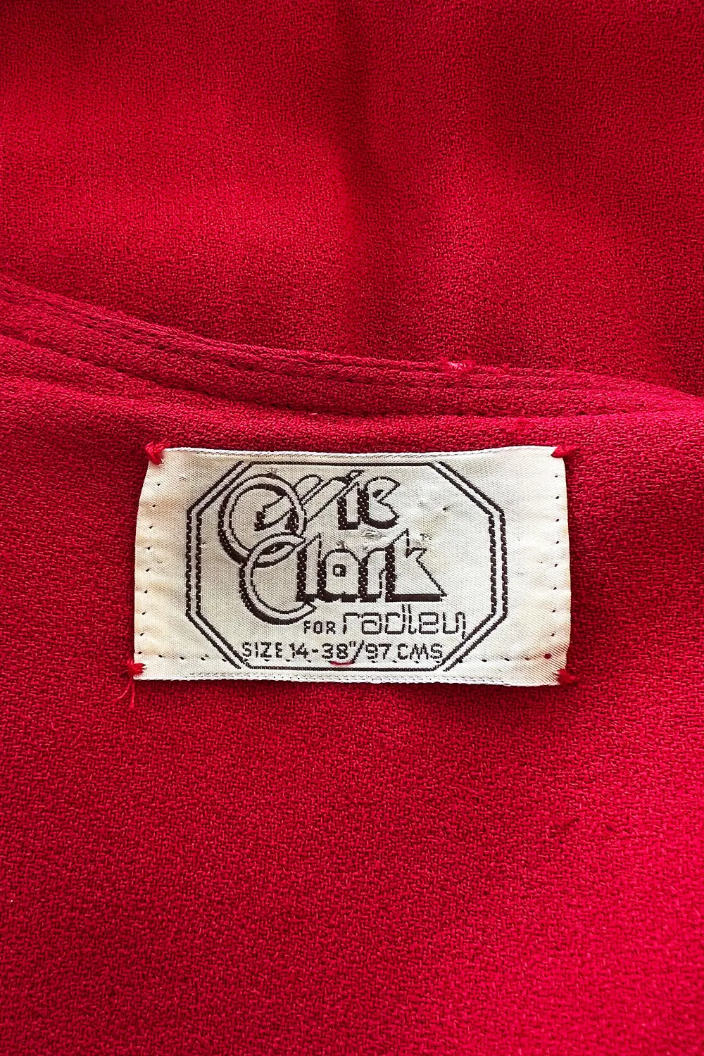 Amazing 1970 Ossie Clark 'Graduation' Deep Front Plunge Maxi Dress in a Red Moss Crepe