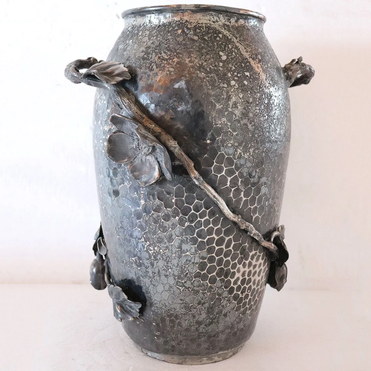 American Rogers Smith & Co. Aesthetic Movement Hammered Silverplate Vase