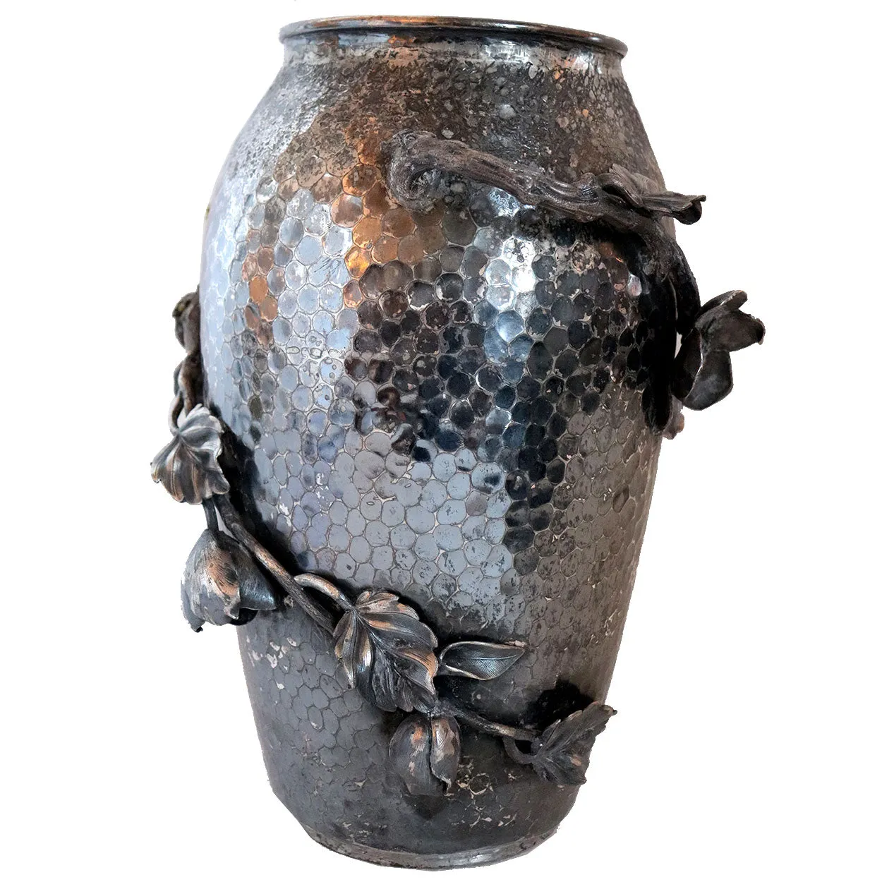 American Rogers Smith & Co. Aesthetic Movement Hammered Silverplate Vase