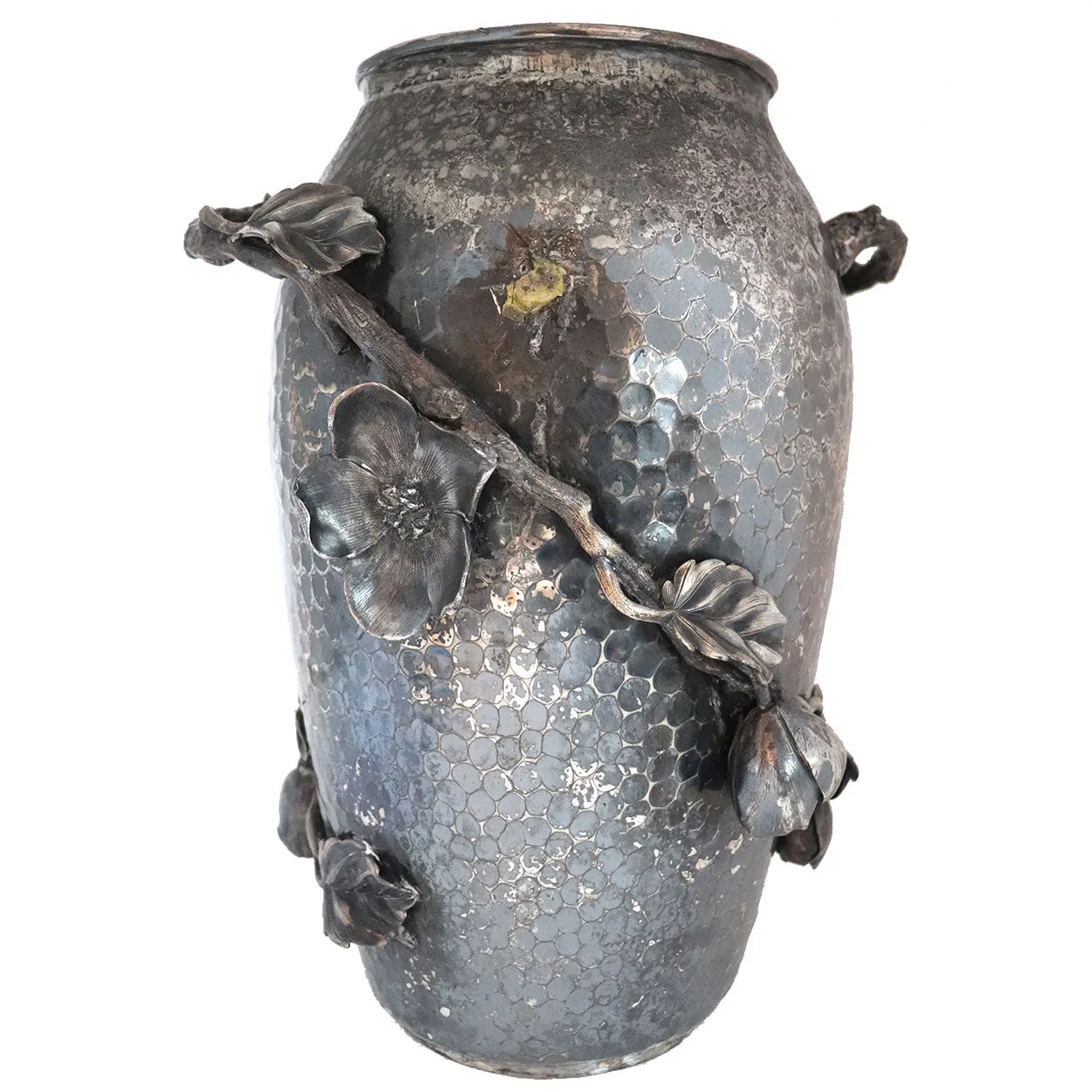 American Rogers Smith & Co. Aesthetic Movement Hammered Silverplate Vase