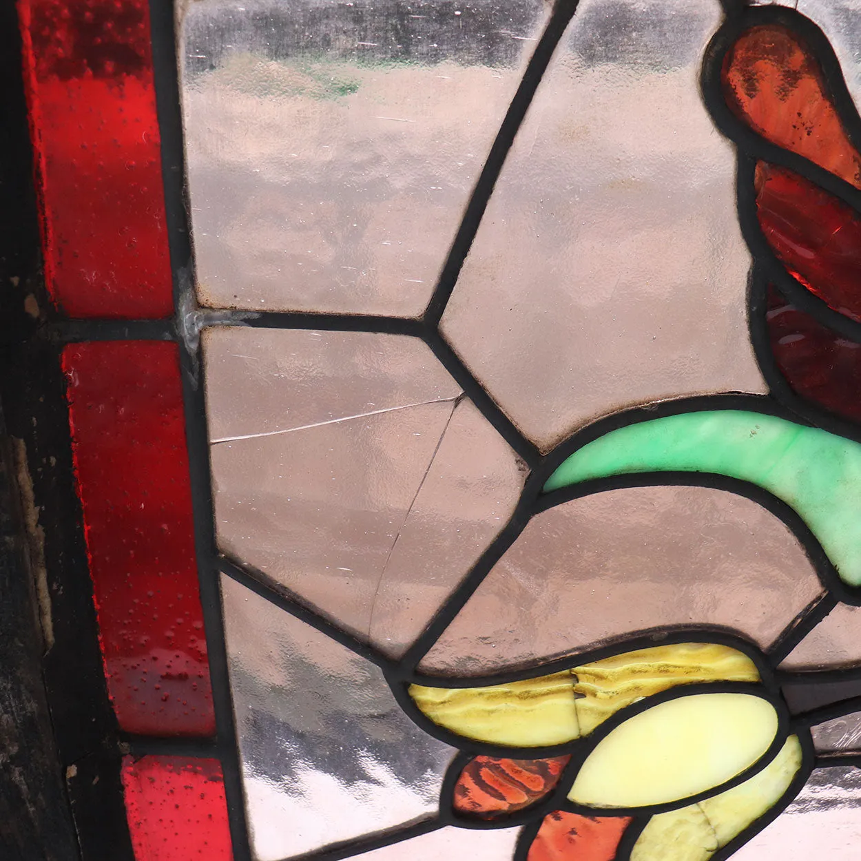 American Stained, Jeweled, Leaded and Beveled Glass Transom Window