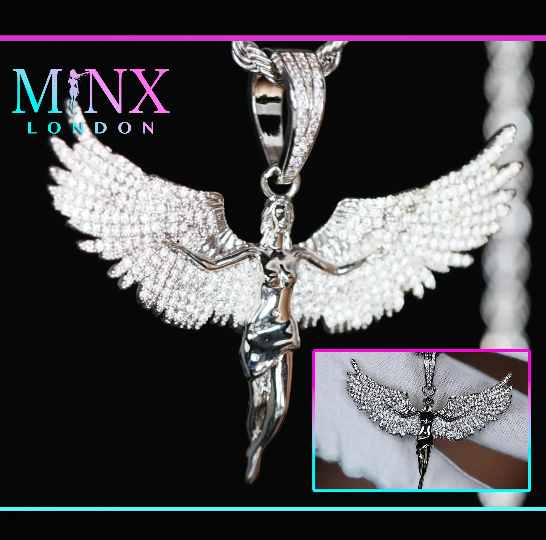 Angel Pendant | Diamond Angel Pendant | Winged Goddess Pendant