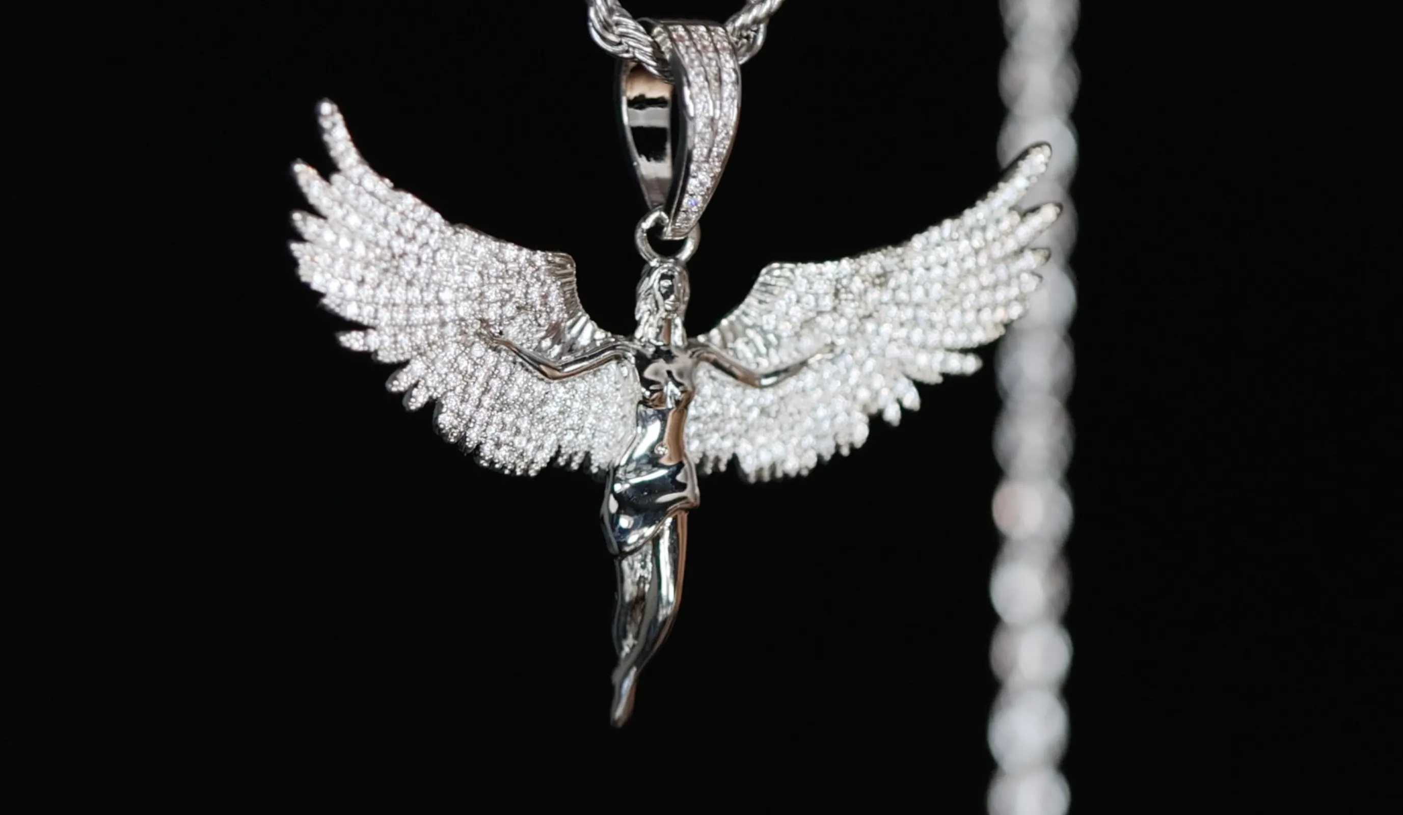 Angel Pendant | Diamond Angel Pendant | Winged Goddess Pendant